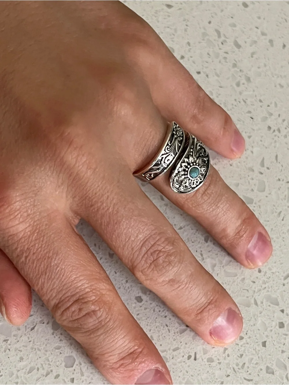 Western‎ Style Fake Turquoise floral Wrap Ring